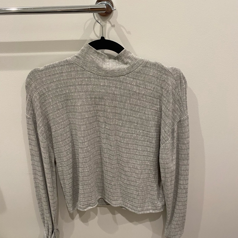 Grey shirt turtleneck top